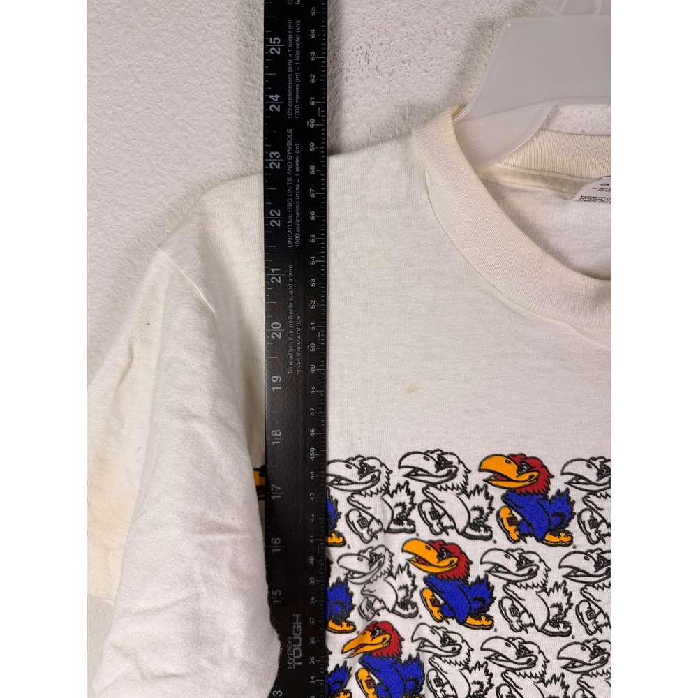 Vintage Fruit of the Loom Kansas Jayhawks T-Shirt White Small USA Single Stitch - Picture 3 of 9